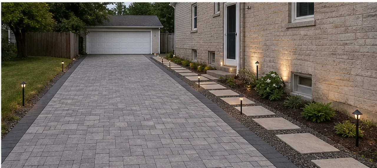 Long driveway with clearer side entry path finished concept