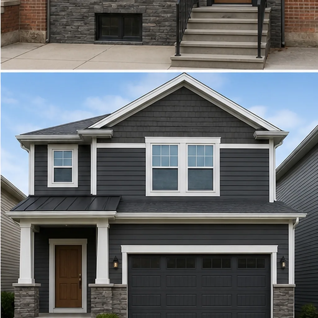 Suburban siding and trim comparison finished concept