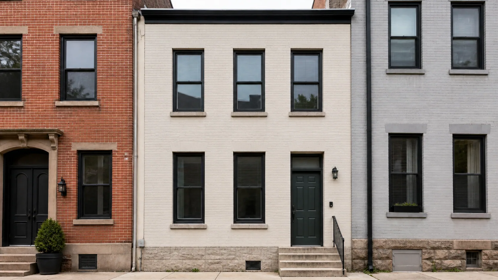 Townhouse facade material comparison finished concept