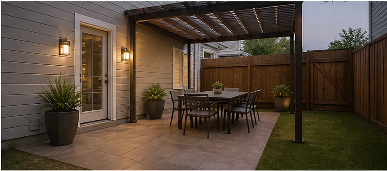 Bare patio slab to covered outdoor dining finished concept
