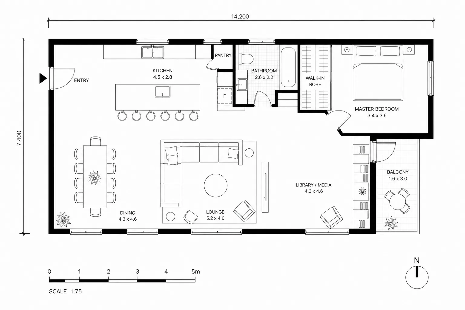 Transform a three-bedroom plan into an open social home finished concept