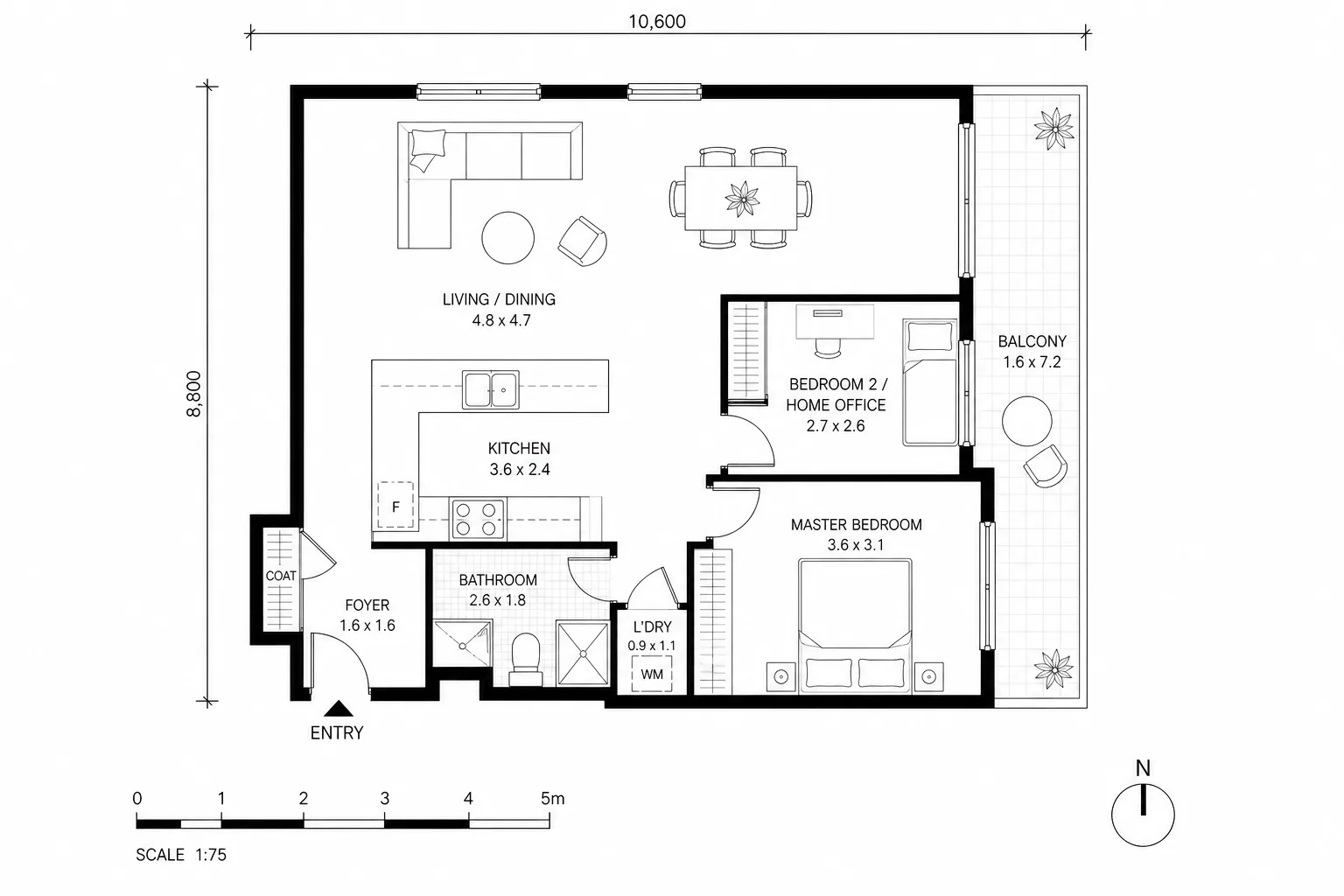 A furnished three-dimensional concept matched to a professional family floor plan