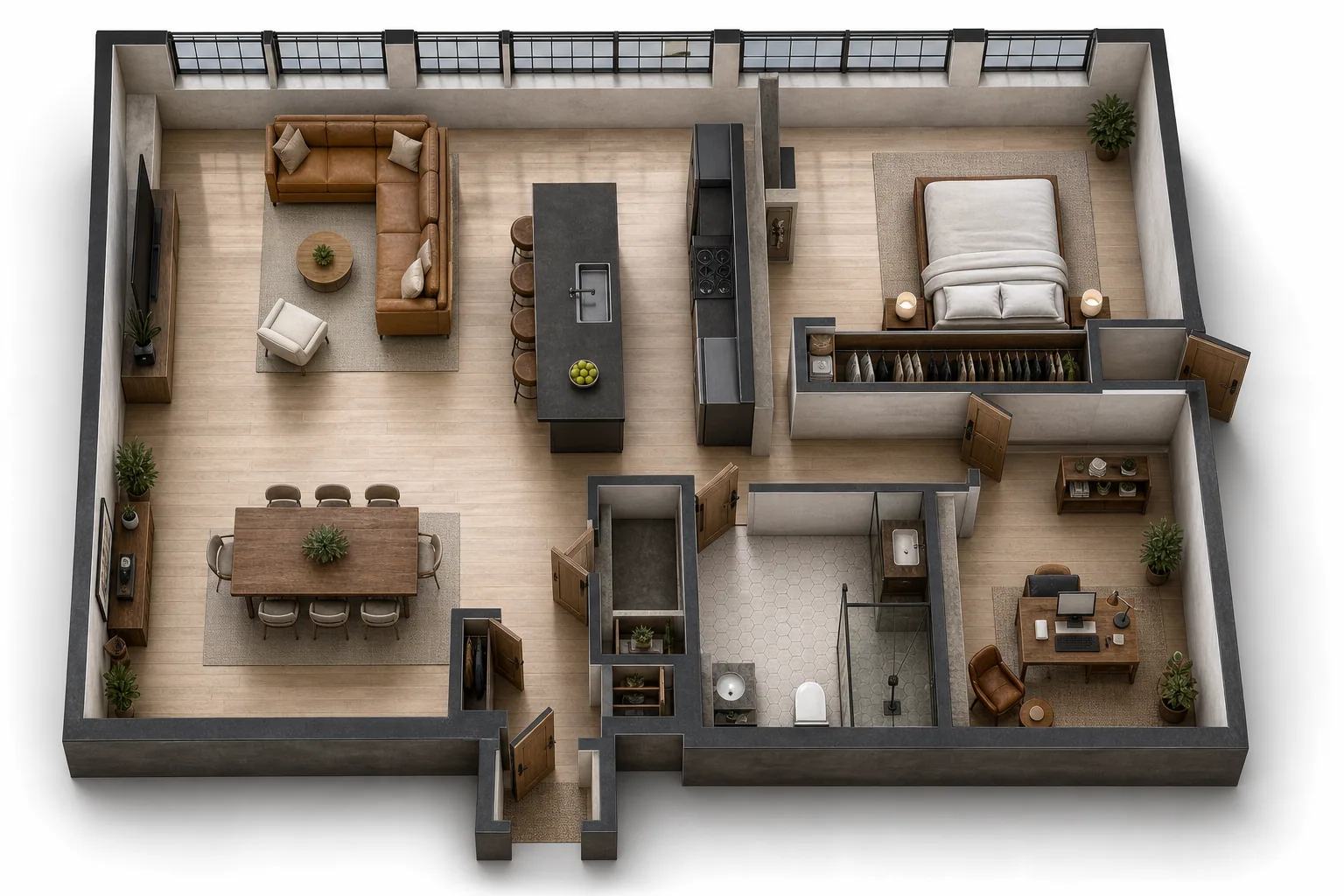 Loft concept in 3D finished concept