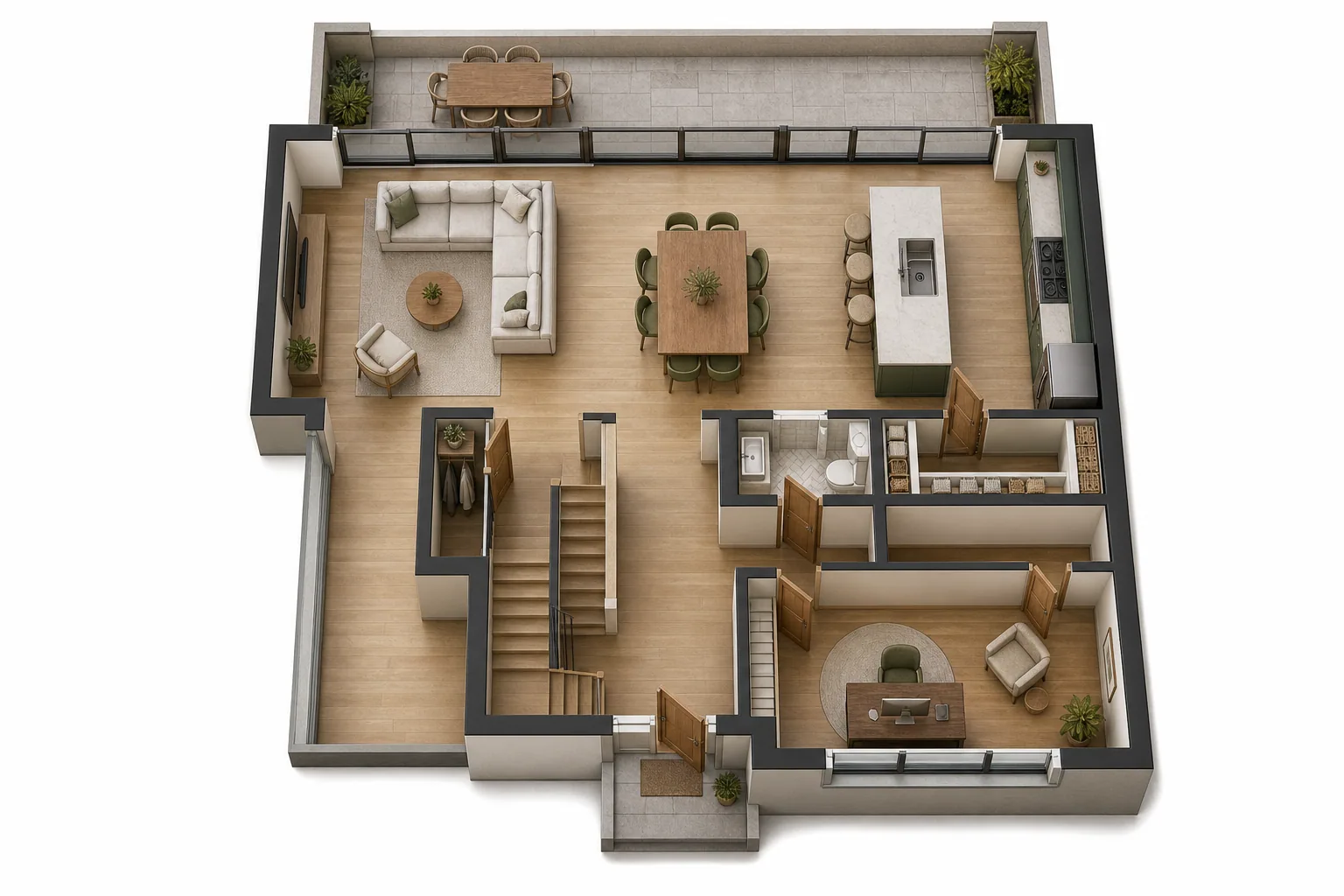 Family layout in 3D finished concept