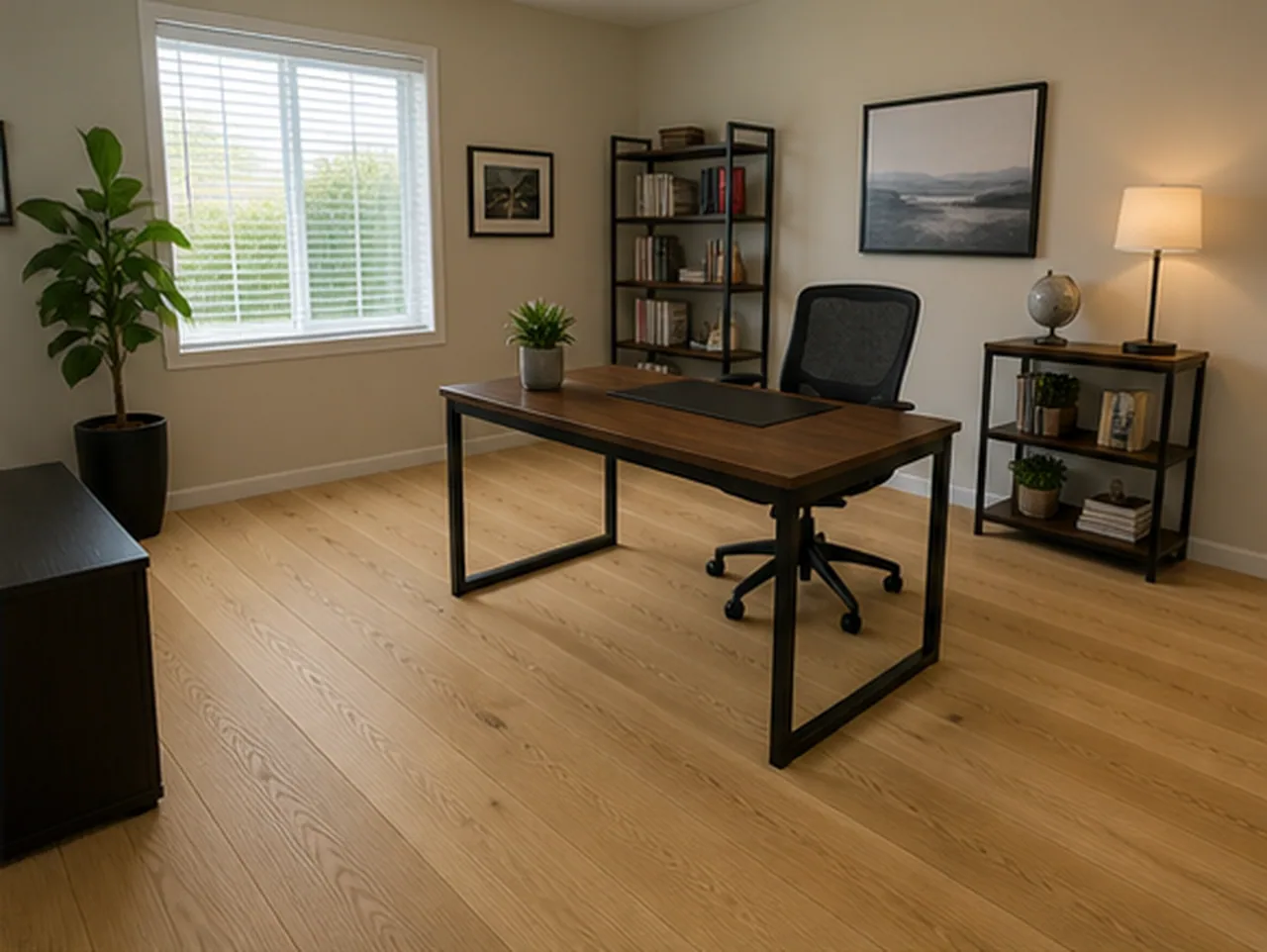 Home office carpet to light oak finished concept