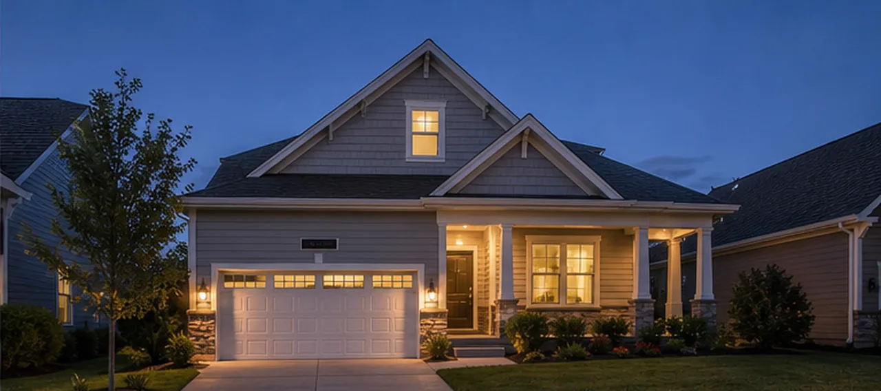 Daytime exterior to warm dusk listing image finished concept