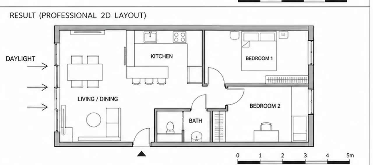 Compact apartment alternate layout finished concept