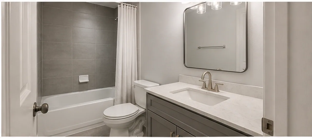 Compact bath neutral tile refresh finished concept