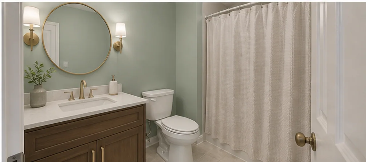 Guest bath calm green finish preview finished concept