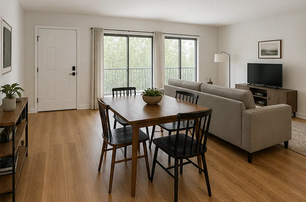 Open the entry path around a dining table finished concept
