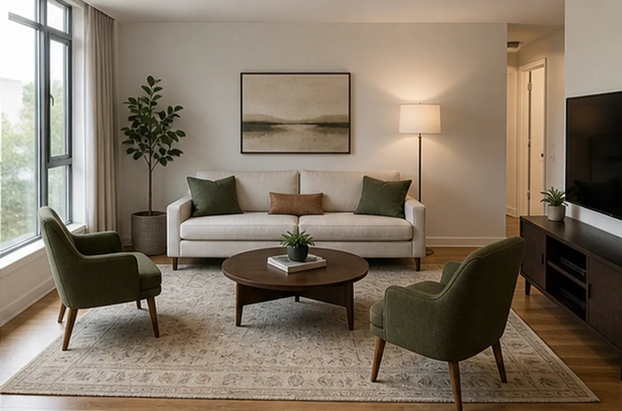 Open a living room conversation layout finished concept