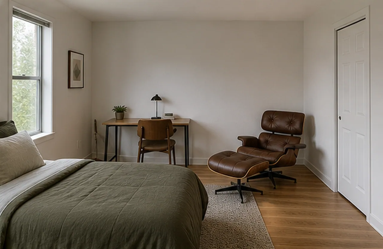 Separate sleep and work zones in a studio finished concept