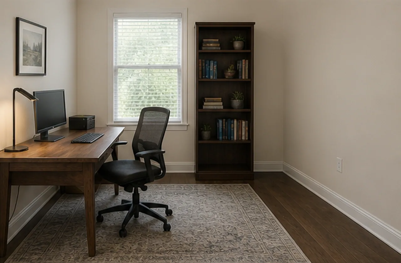 Remove tall storage from a home office finished concept